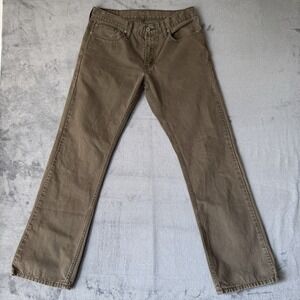 Levi's Premium 514 Straight Fit Jeans Khaki Green Denim Gray Wash 33 x 32